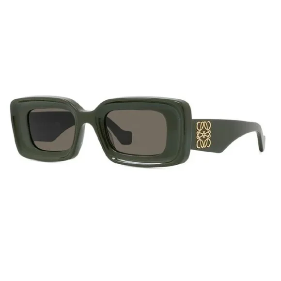 NEW LOEWE LW40101I 96E, GREEN SQUARE SUNGLASSES LOEWE New Loewe LW40101I 96E Shiny Green/Brown 46-22-140  main image 3